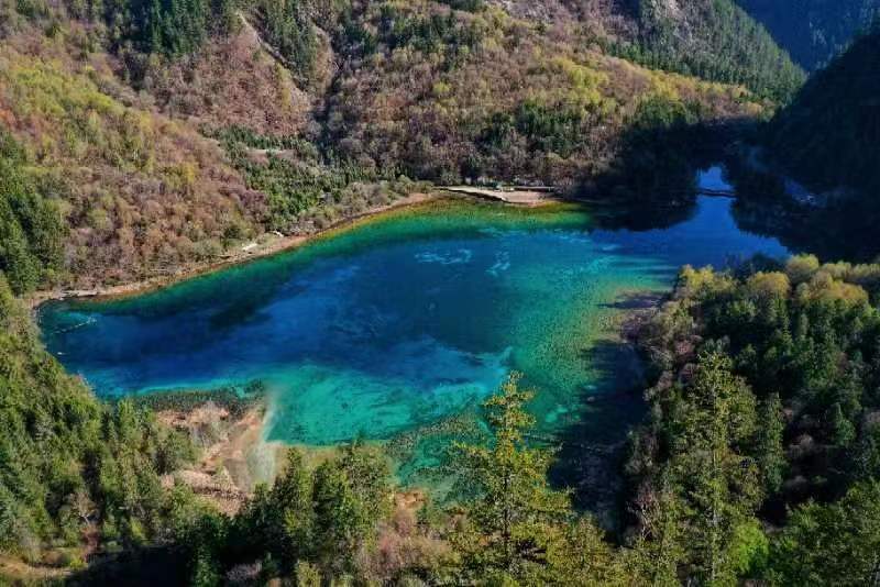 一池碧玉在山間。九寨溝景區(qū)供圖