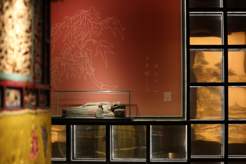 展覽文物-元代銅鑄關(guān)公臥像。成都武侯祠博物館供圖