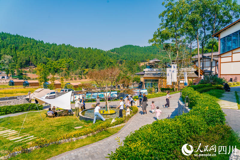 鳳凰村半隱山舍民宿，市民在這里打卡游玩。岳冰松攝