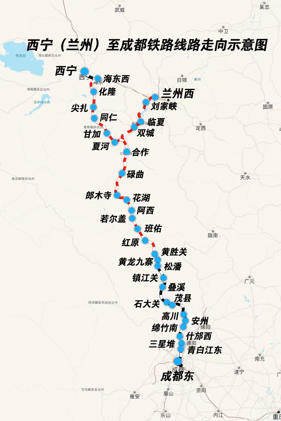西成鐵路線路走向圖。成蘭鐵路公司供圖