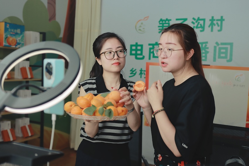 “梨鄉(xiāng)播客”正在進(jìn)行直播。蒼溪縣人社局